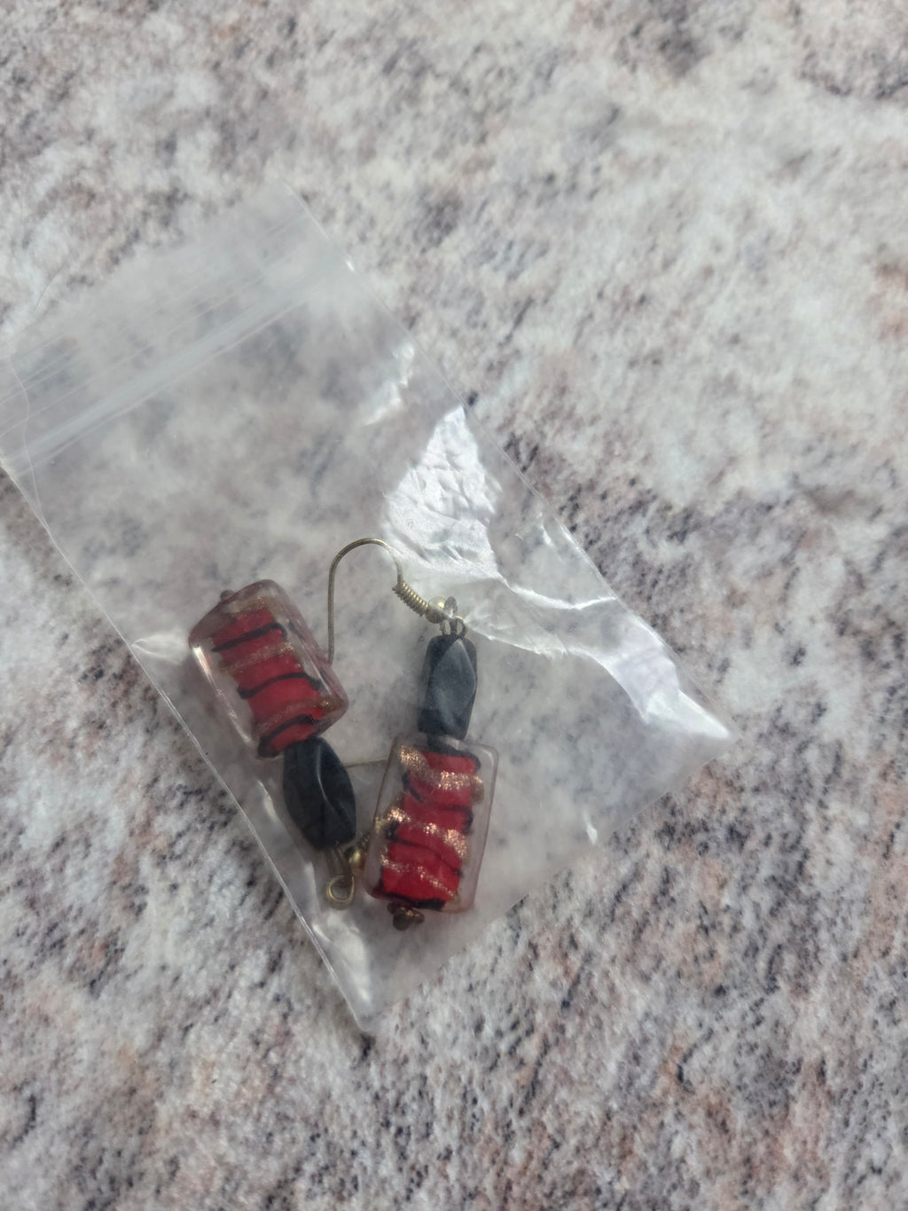 Striped glass bead earrings