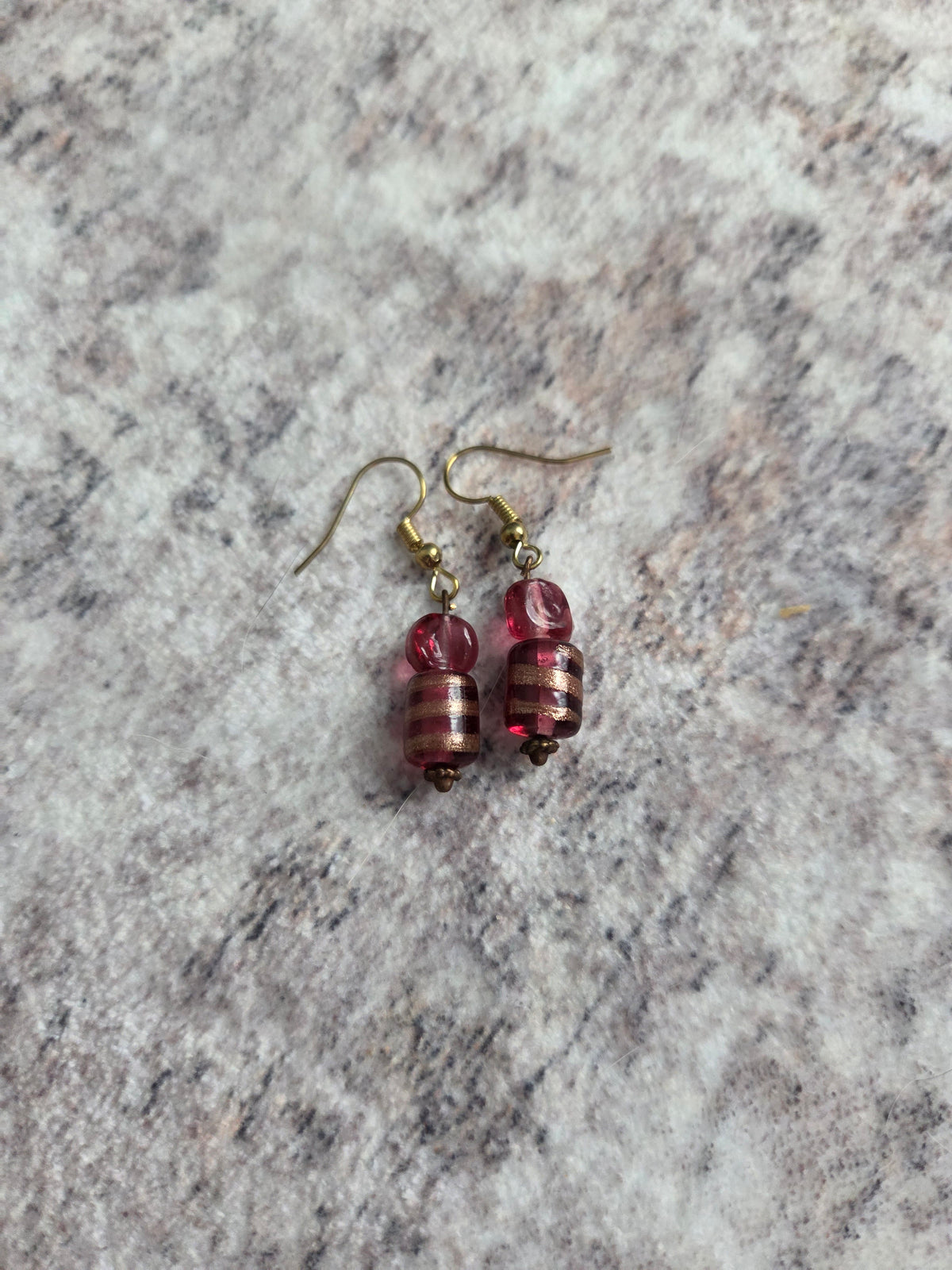 Striped glass bead earrings