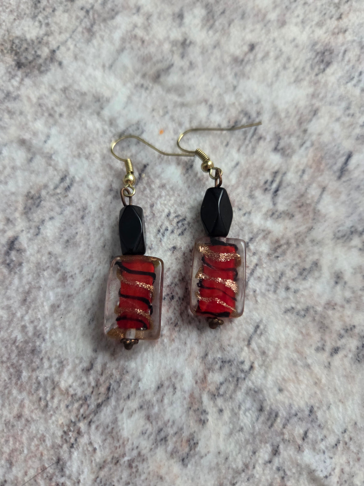 Striped glass bead earrings