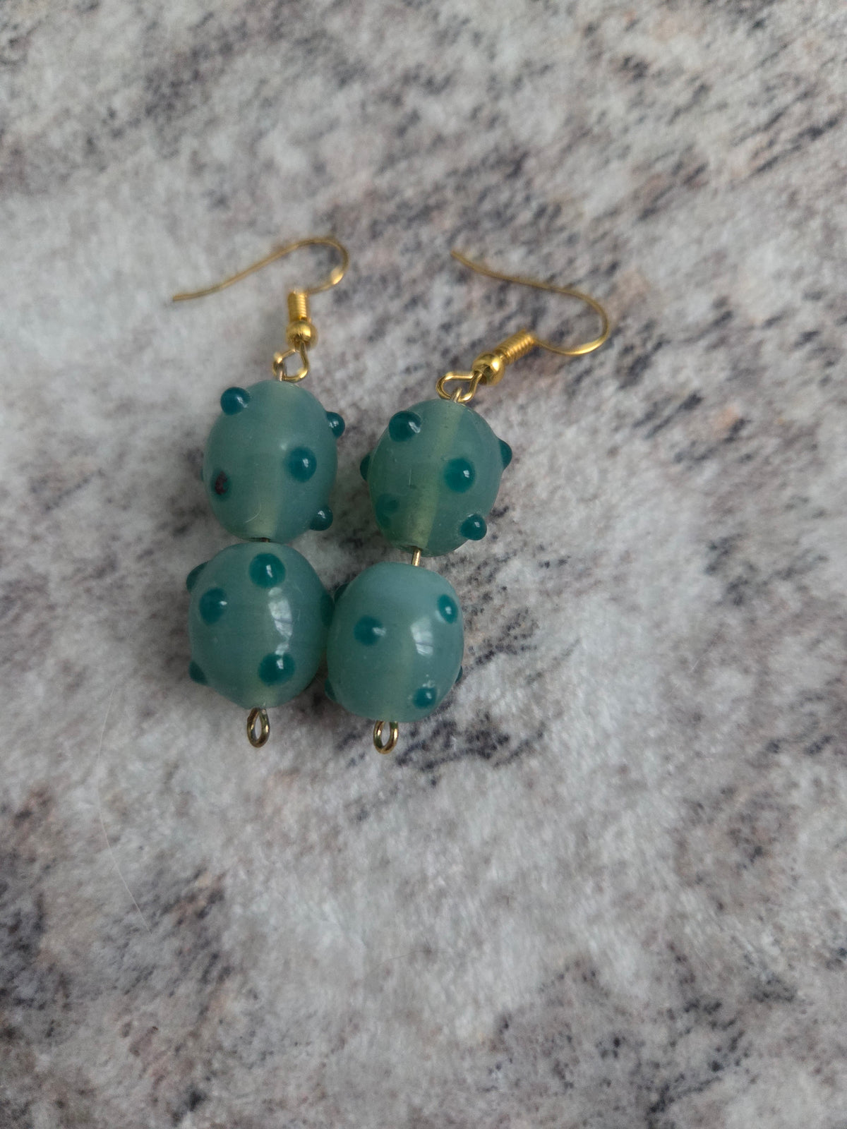 Funky designed glass bead earrings