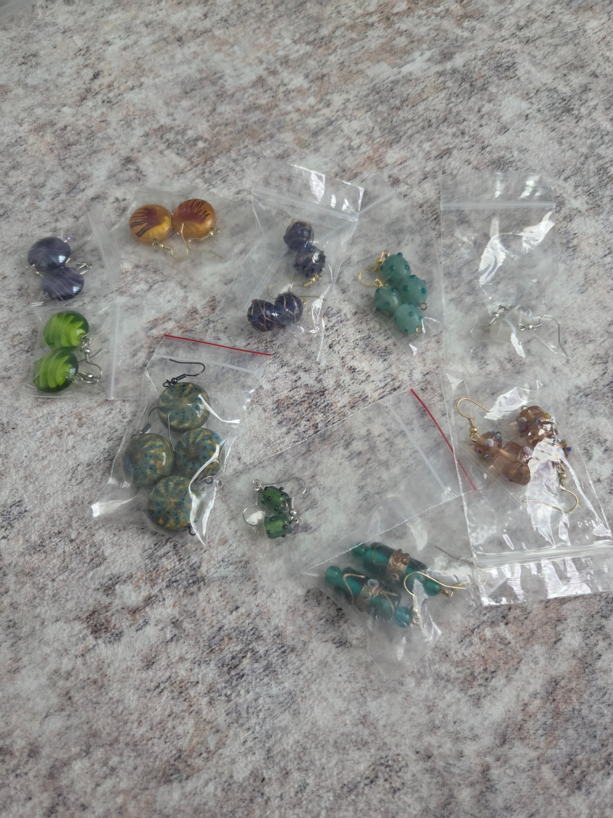 Funky designed glass bead earrings
