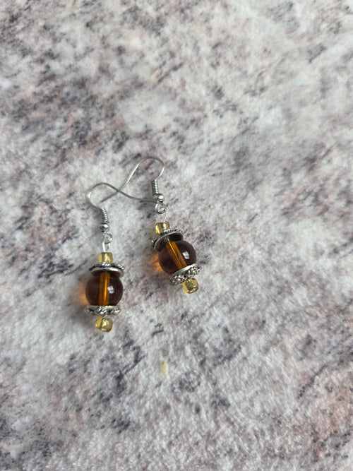 Amber colored beaded earrings