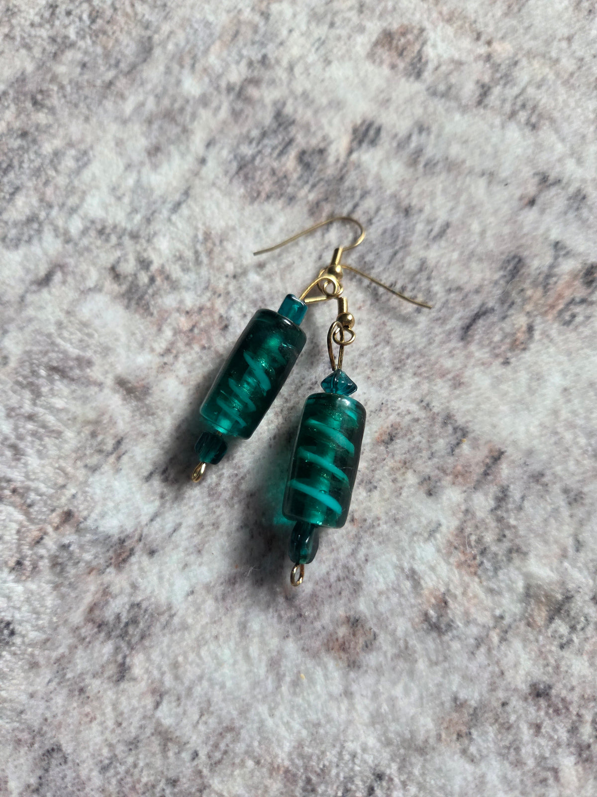 Striped glass bead earrings