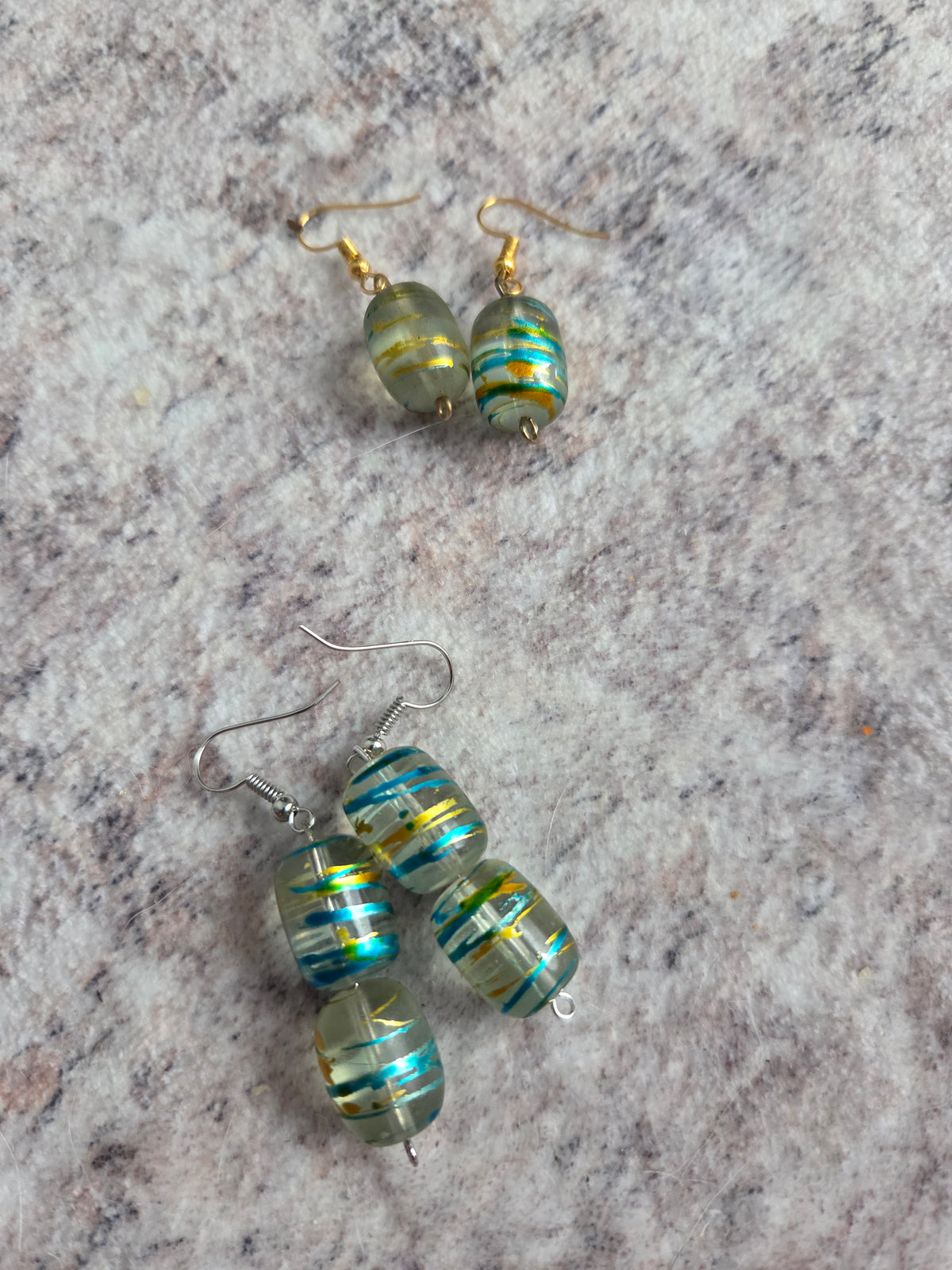 Striped glass bead earrings