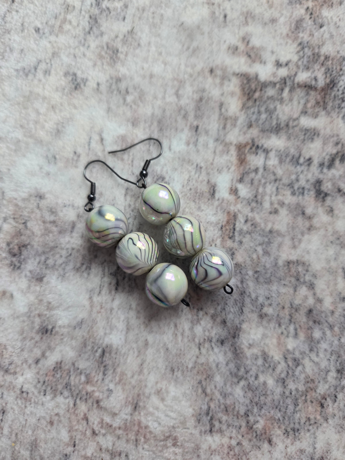 Striped glass bead earrings