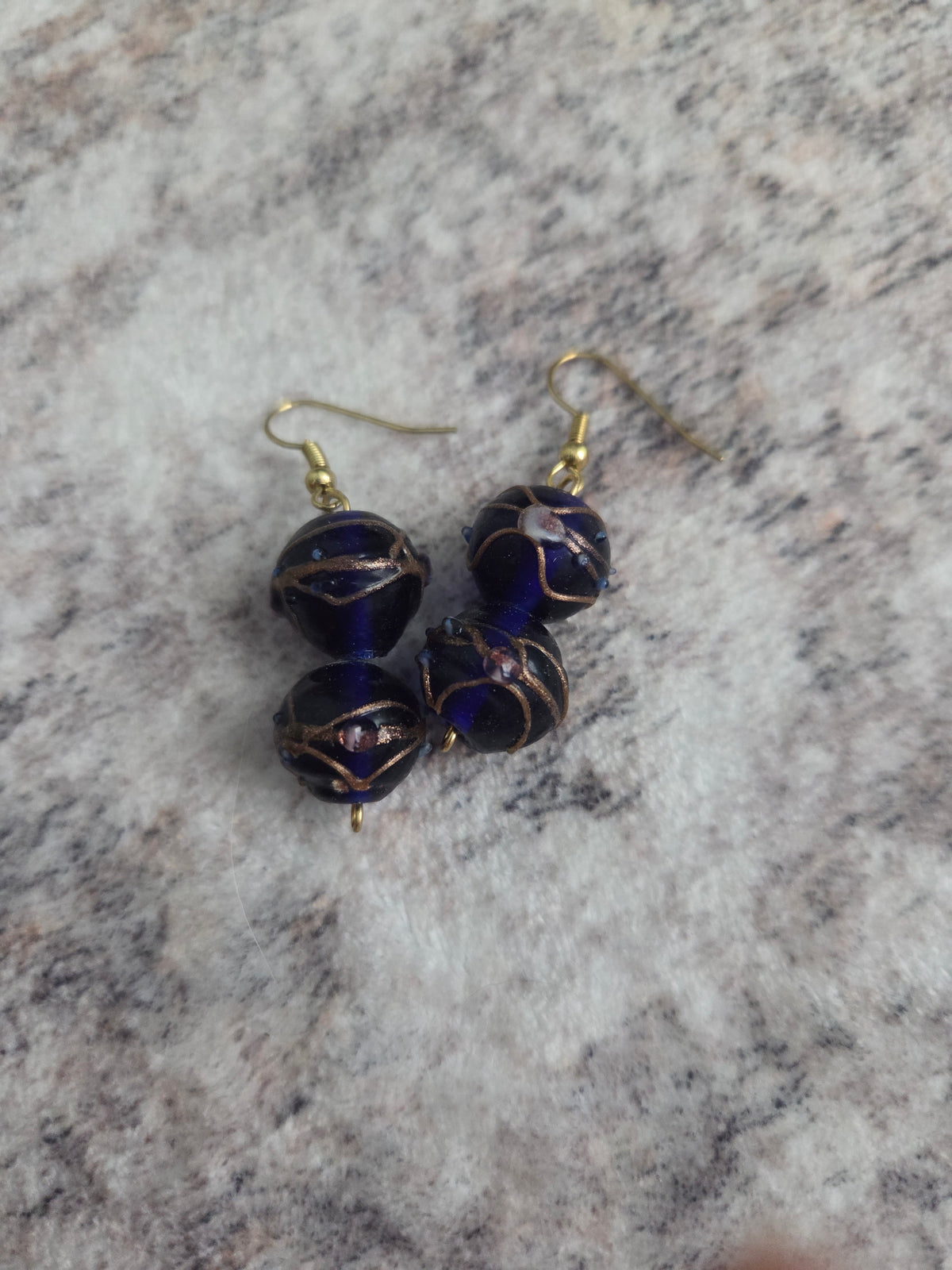 Funky designed glass bead earrings