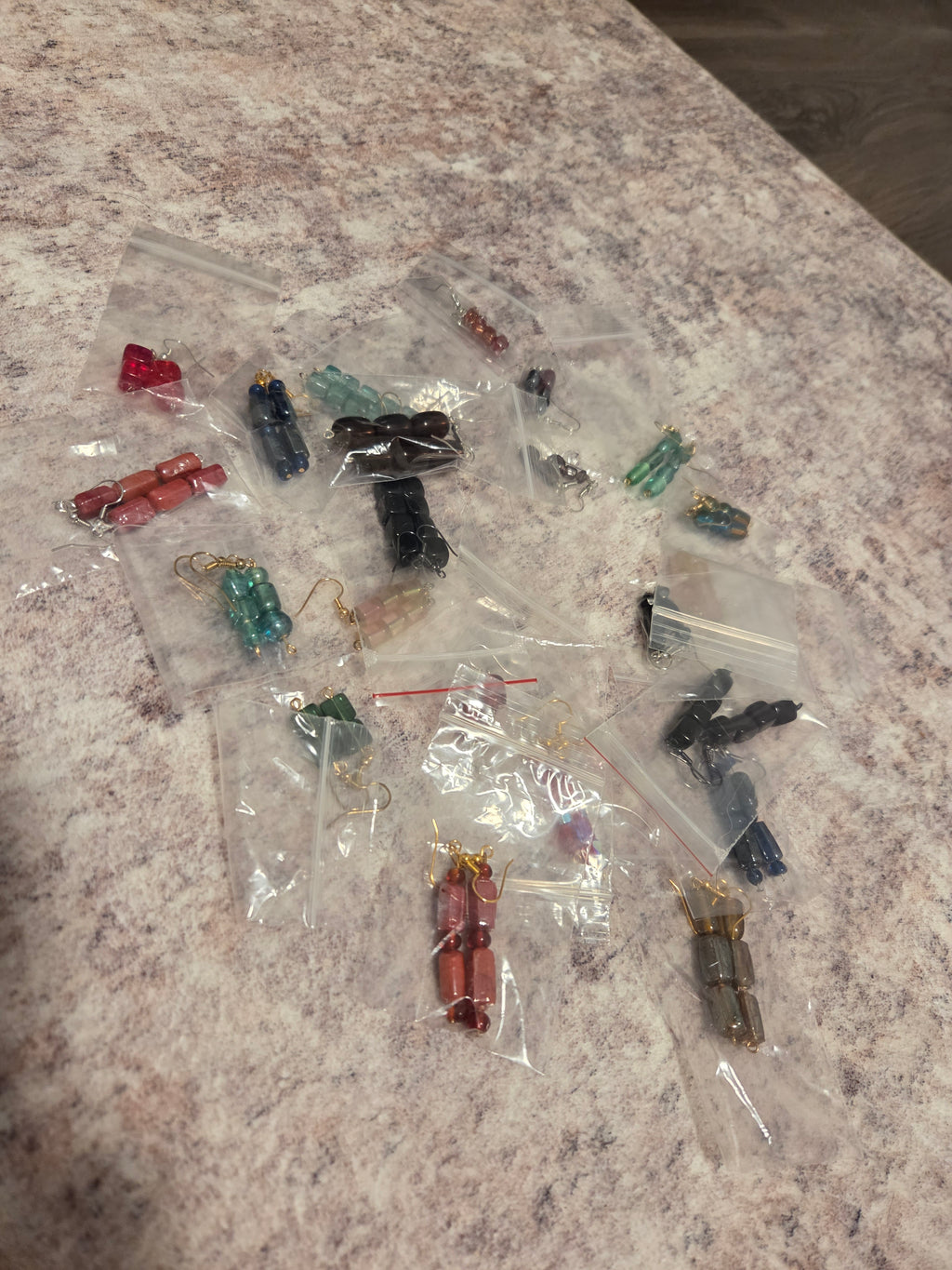 Rectangular beaded earrings