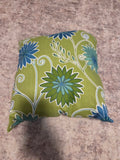 Small green floral throw pillow