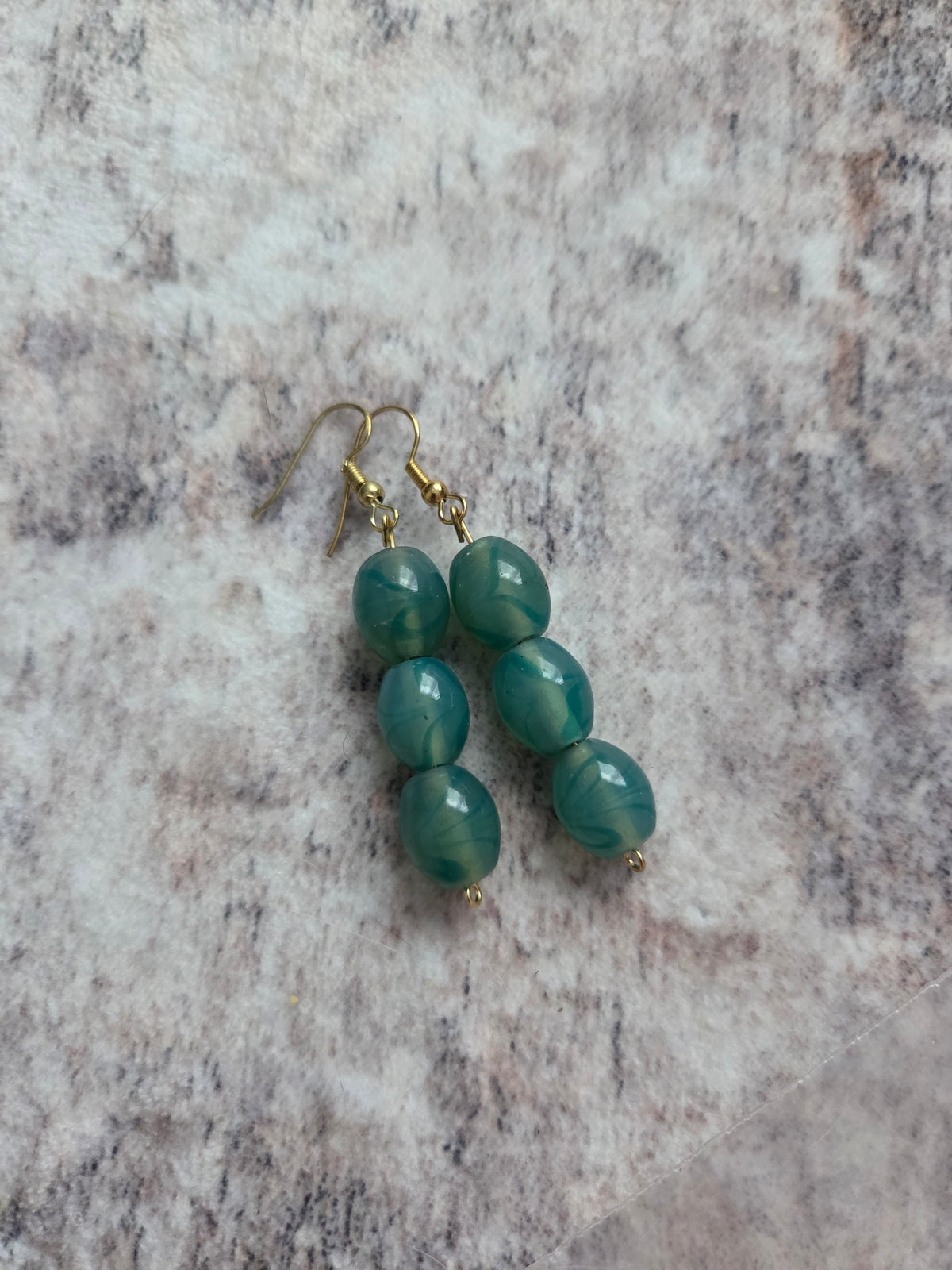 Striped glass bead earrings