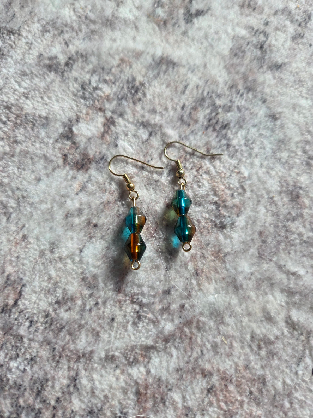 Diamond shaped beaded earrings