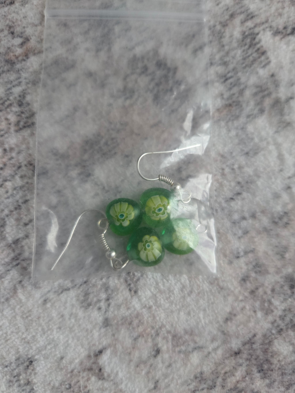 Flower patterned glass earrings