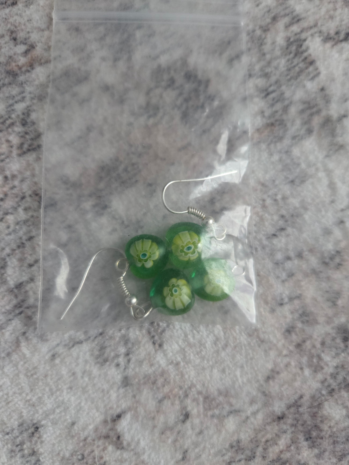 Flower patterned glass earrings