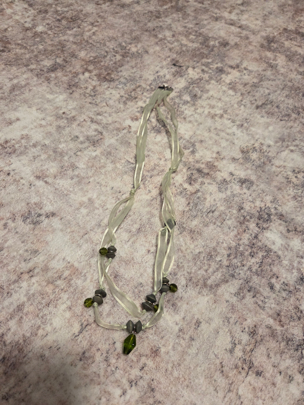 Green ribbon necklace