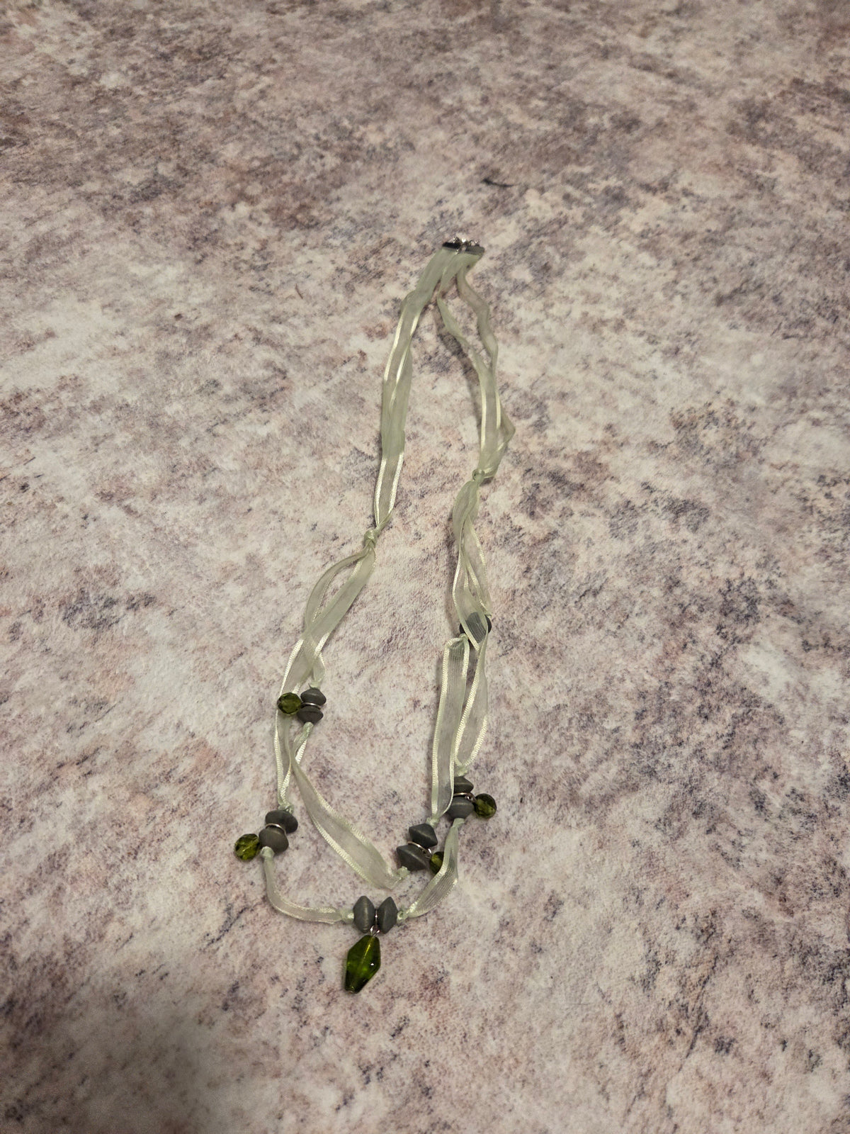 Green ribbon necklace