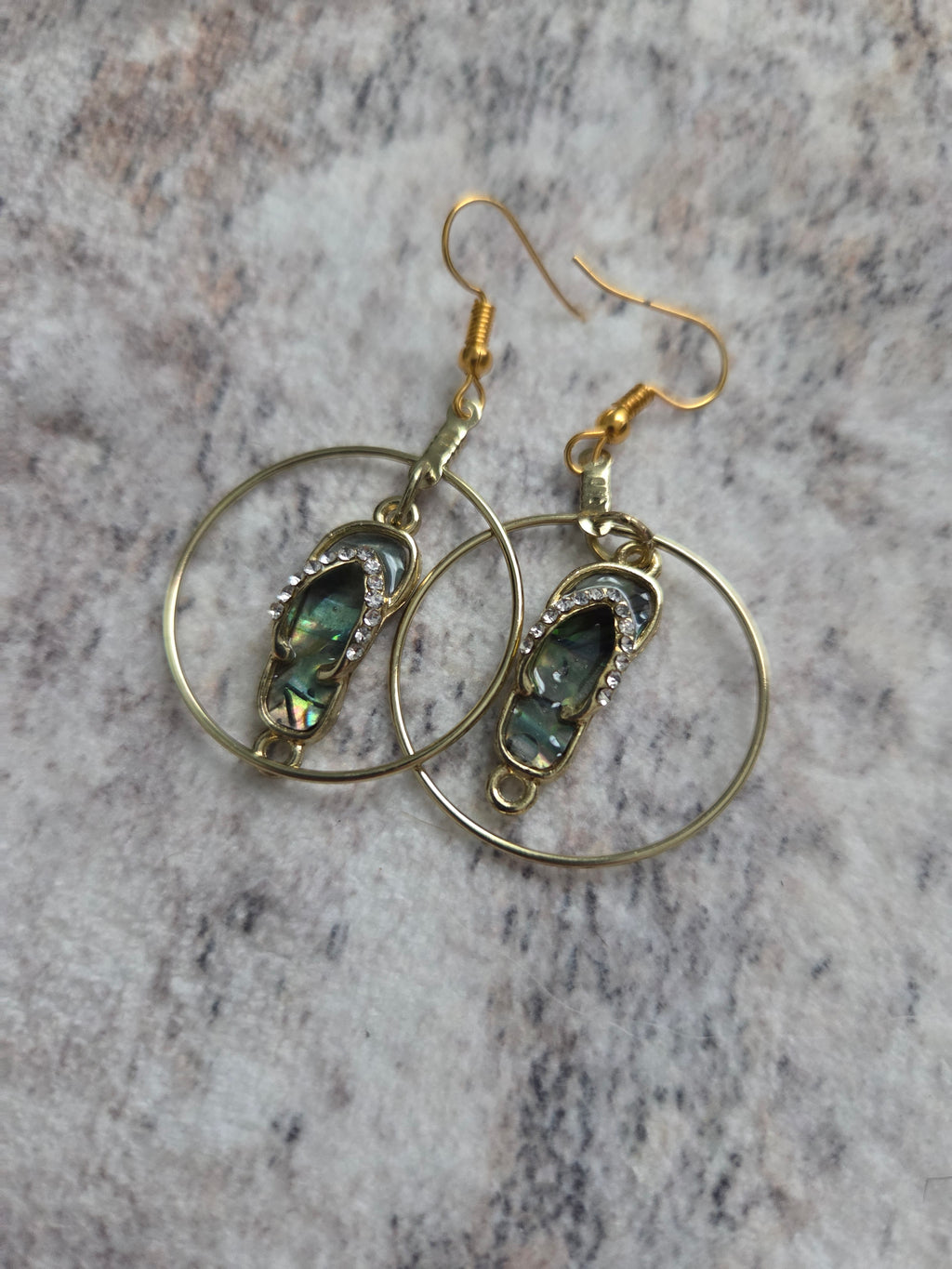 Golden flip flop earrings