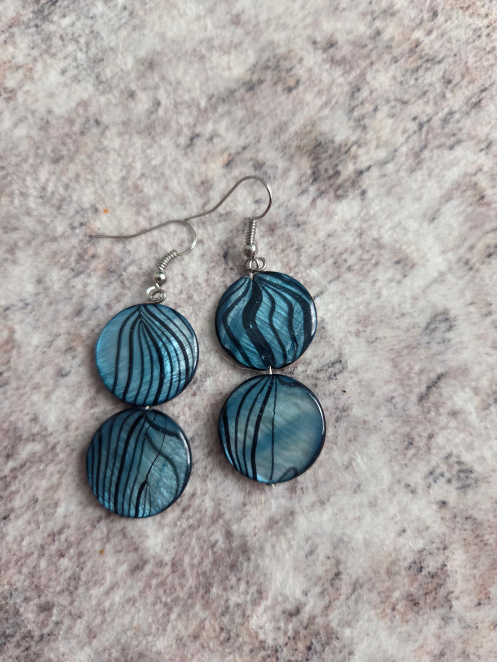 Striped glass bead earrings