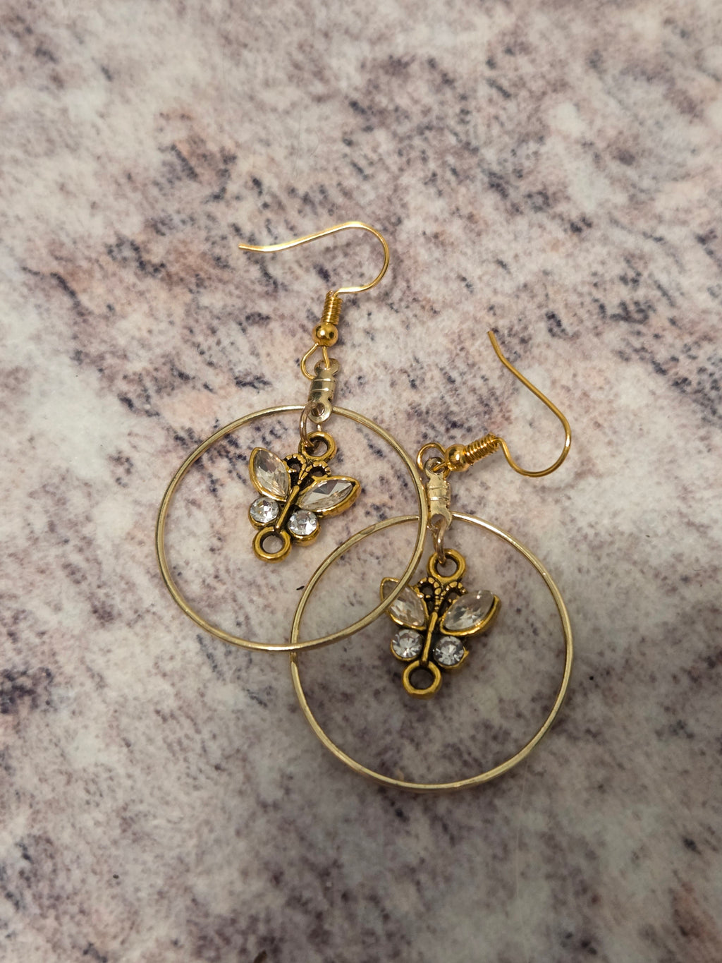 Golden butterfly earrings