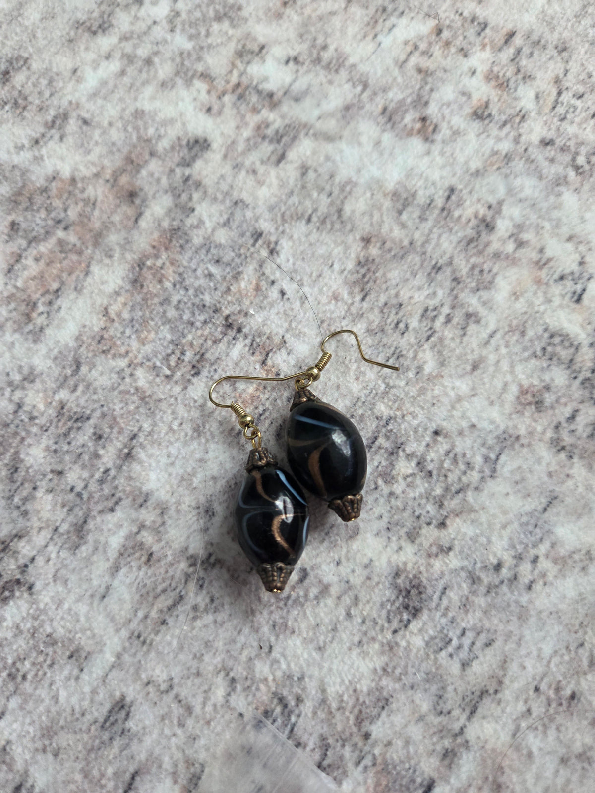 Striped glass bead earrings
