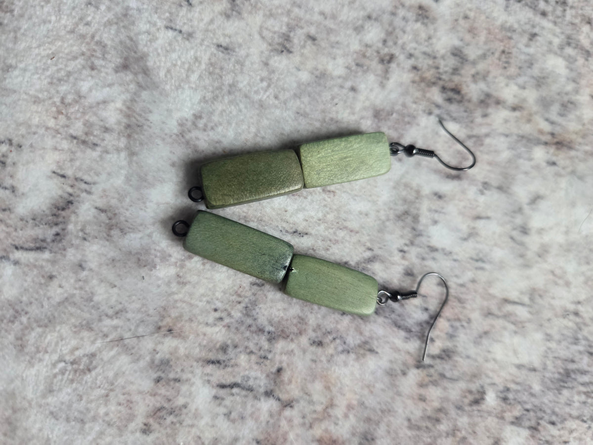 Wood bead earrings