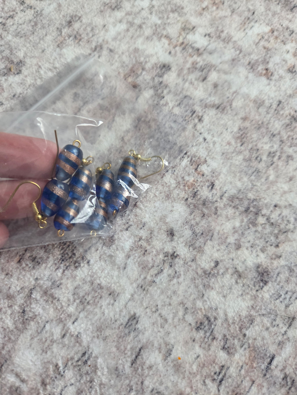 Striped glass bead earrings