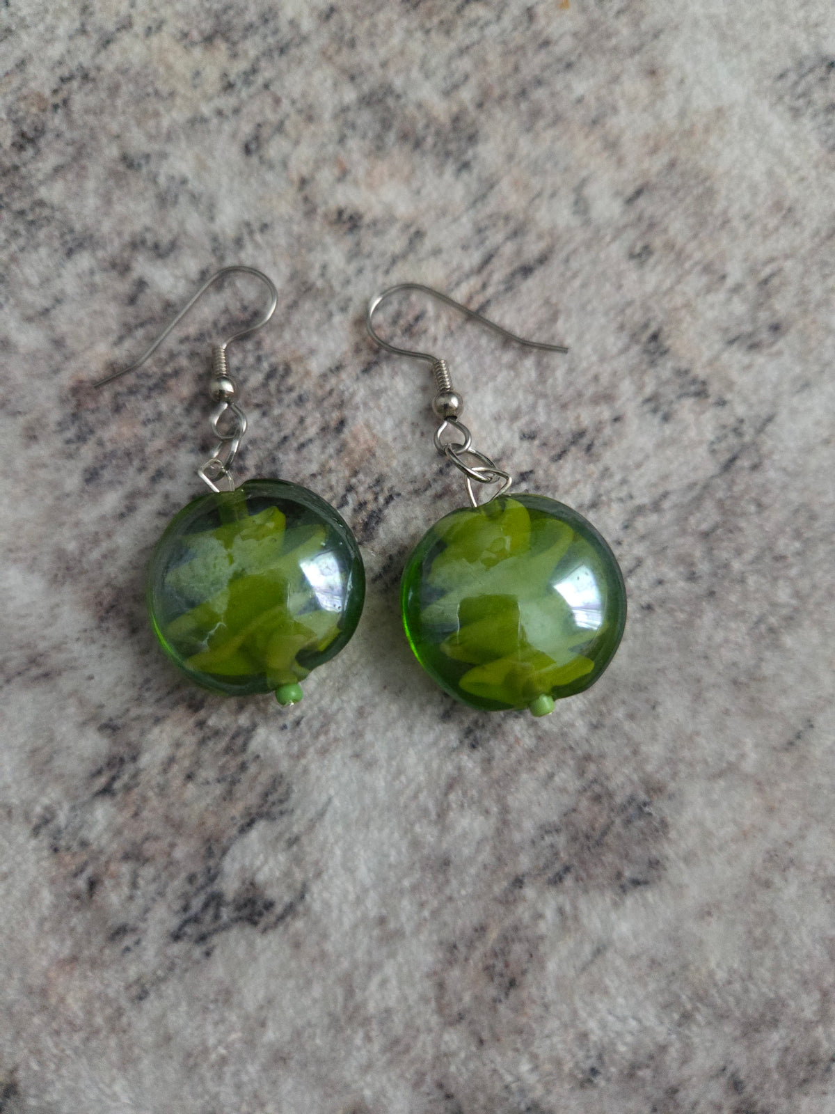 Funky designed glass bead earrings