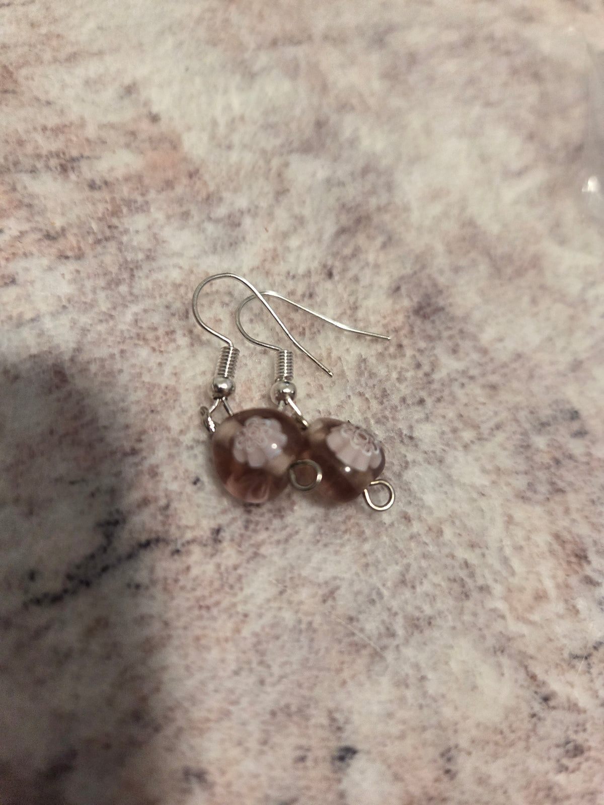 Flower patterned glass earrings