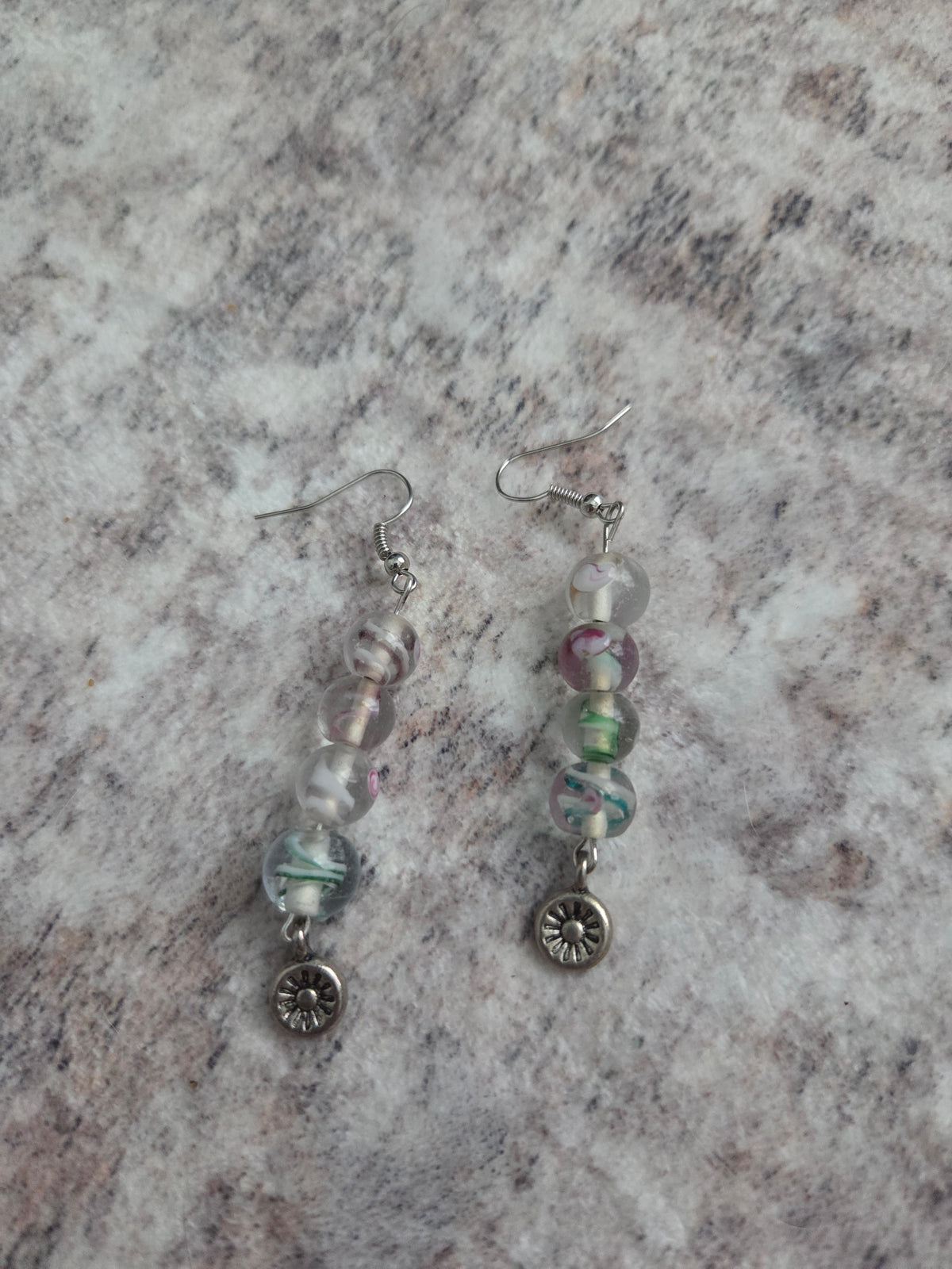 Speckled glass bead earrings