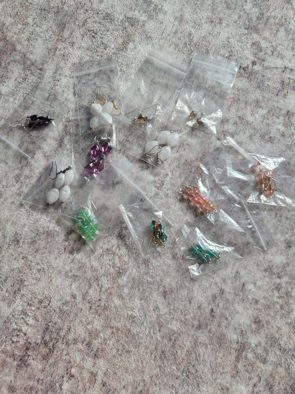 Diamond shaped beaded earrings