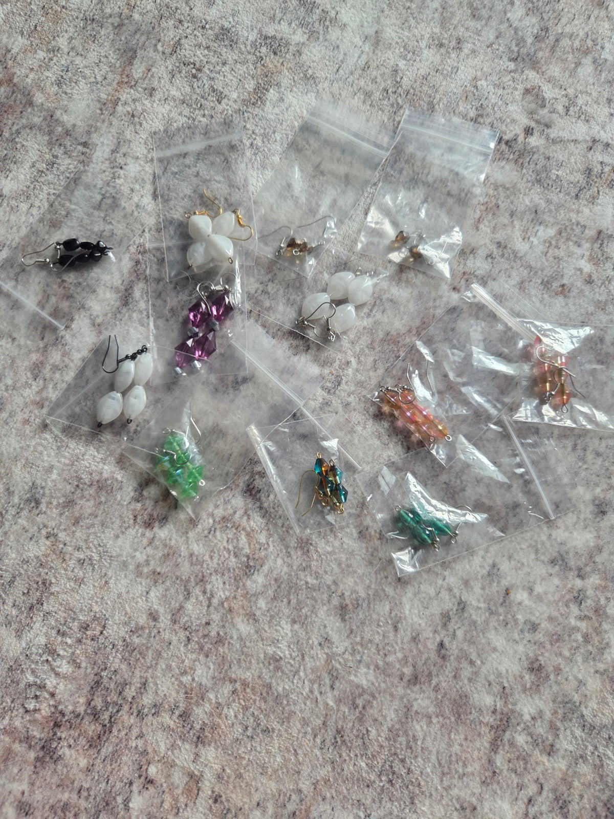 Diamond shaped beaded earrings