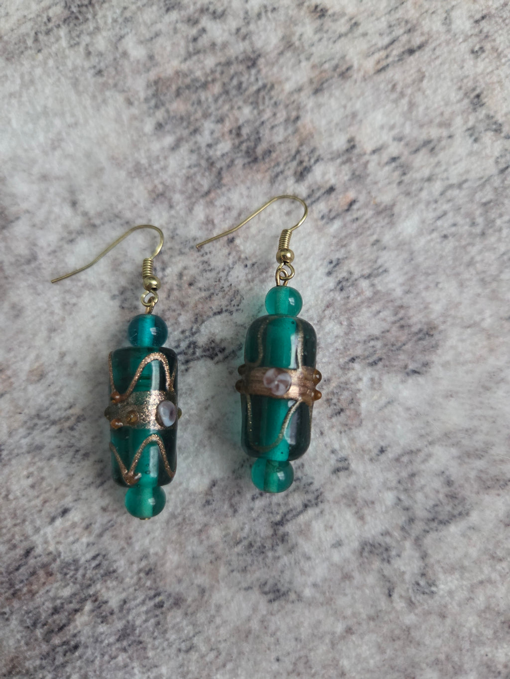 Funky designed glass bead earrings