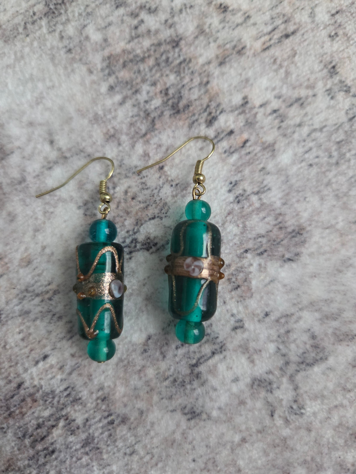 Funky designed glass bead earrings