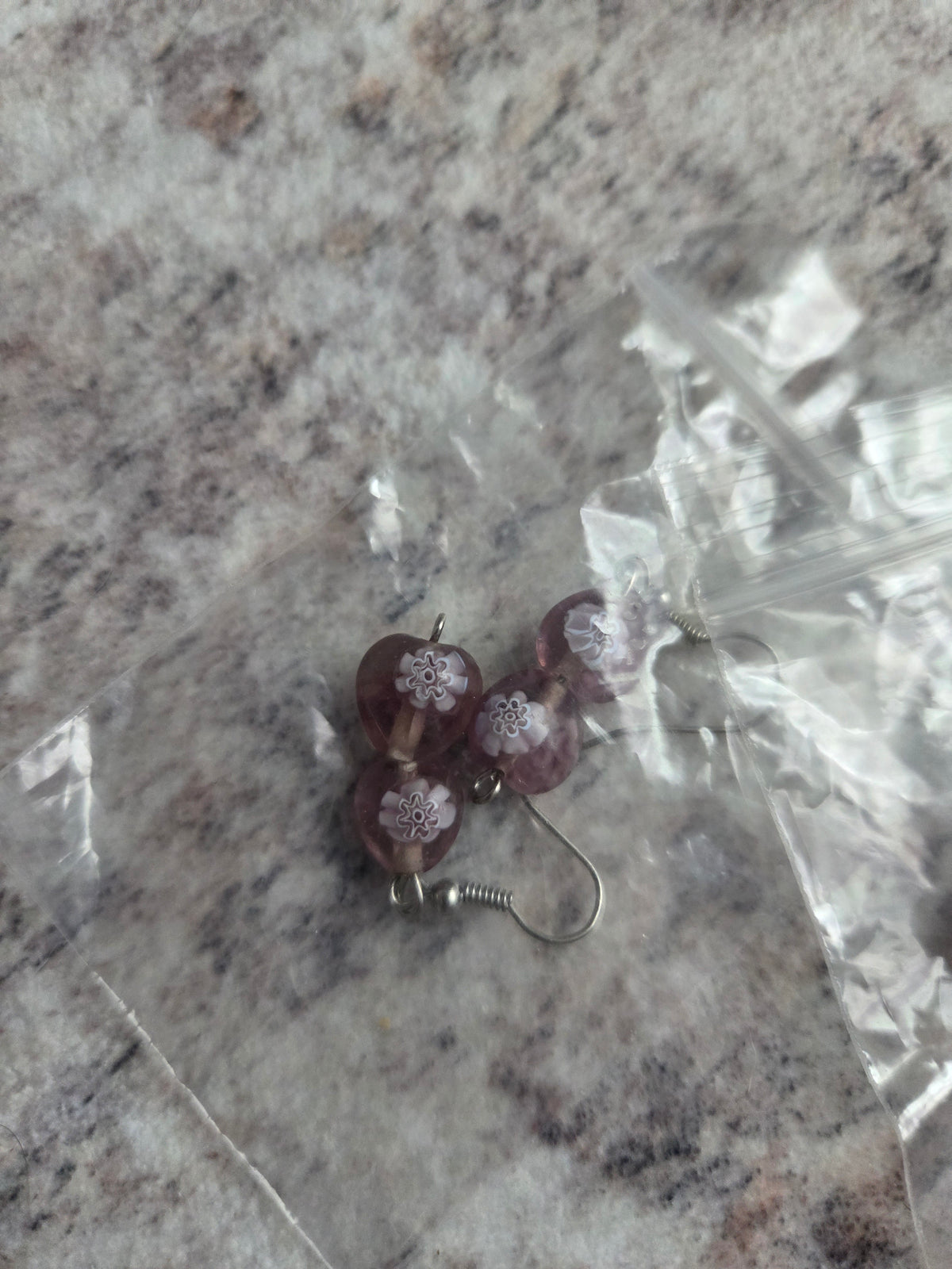 Flower patterned glass earrings