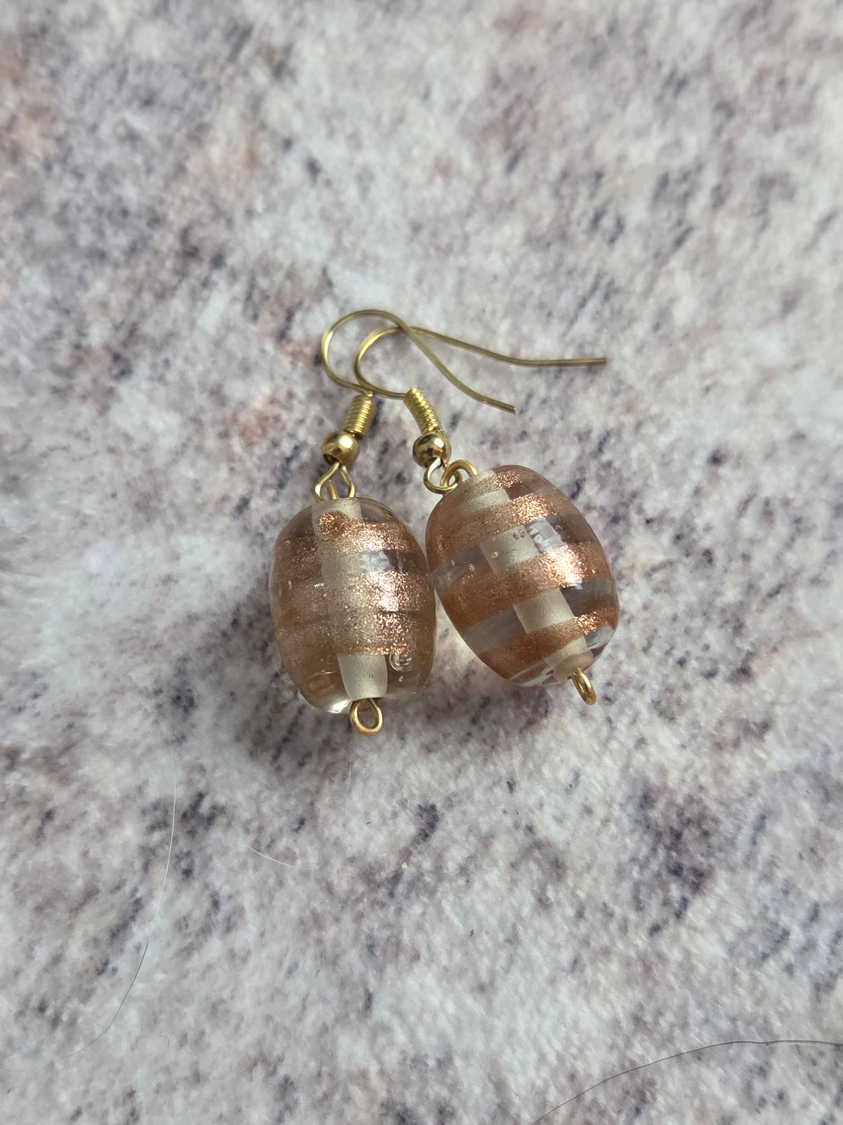 Striped glass bead earrings