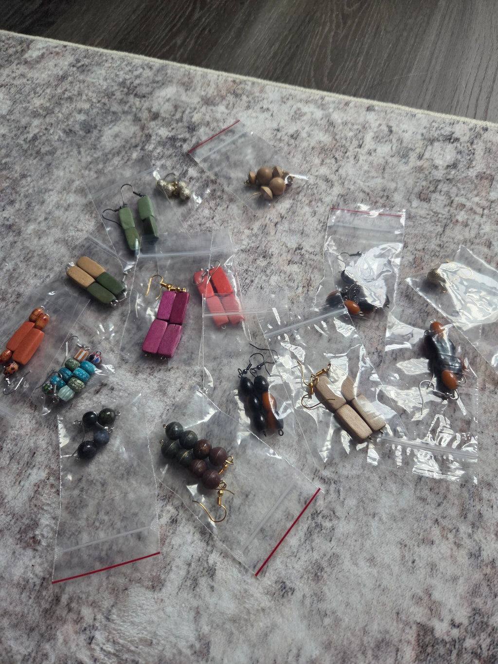Wood bead earrings
