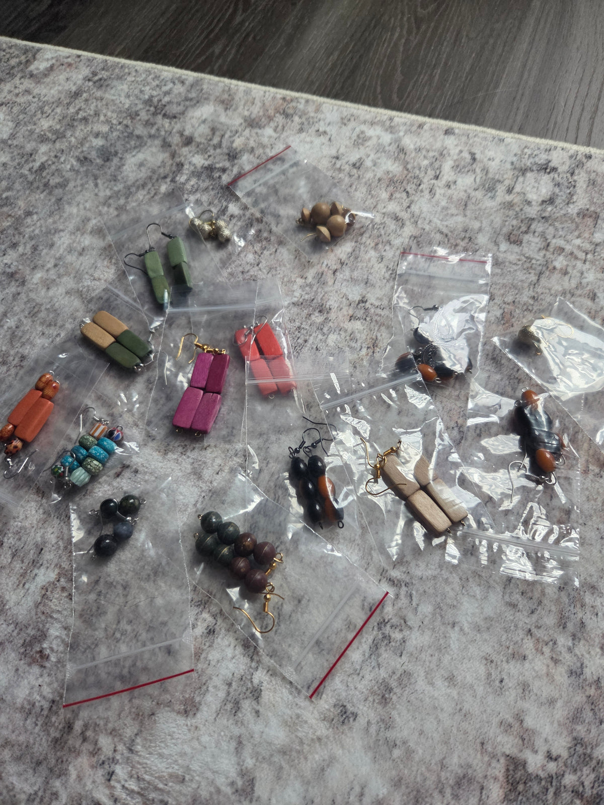 Wood bead earrings