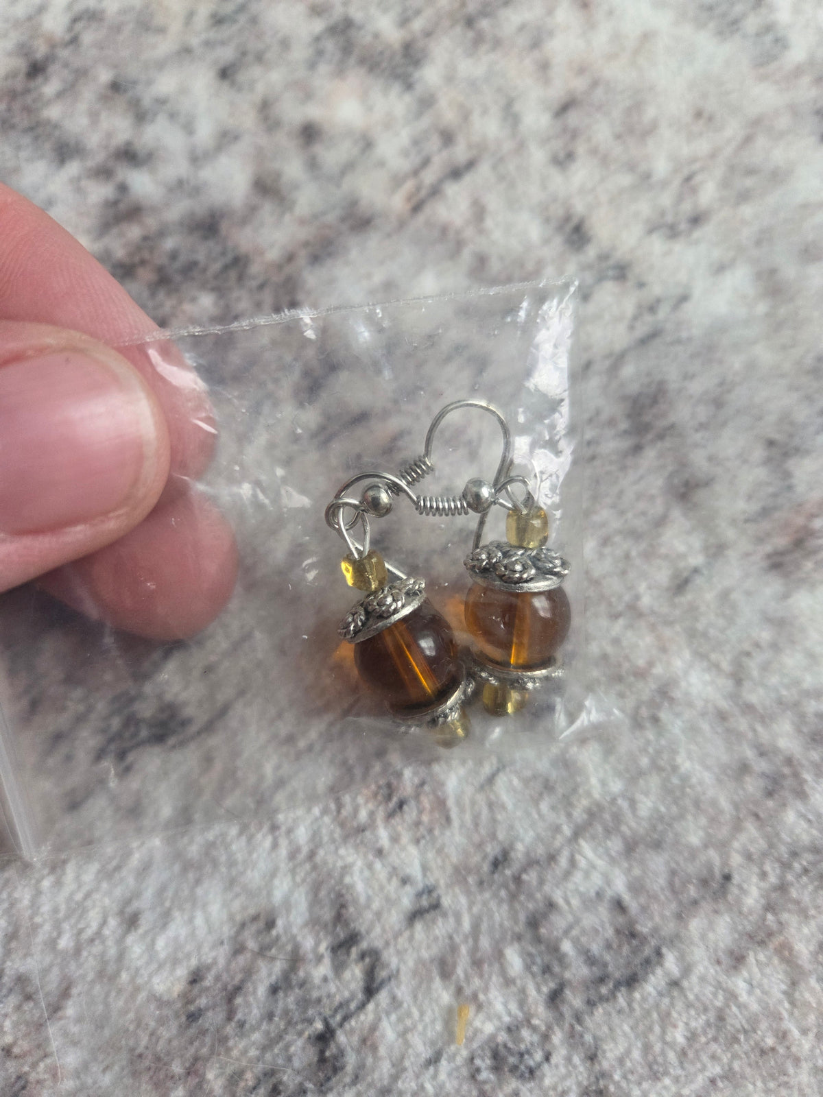 Amber colored beaded earrings
