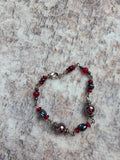 Red and blue beaded bracelet