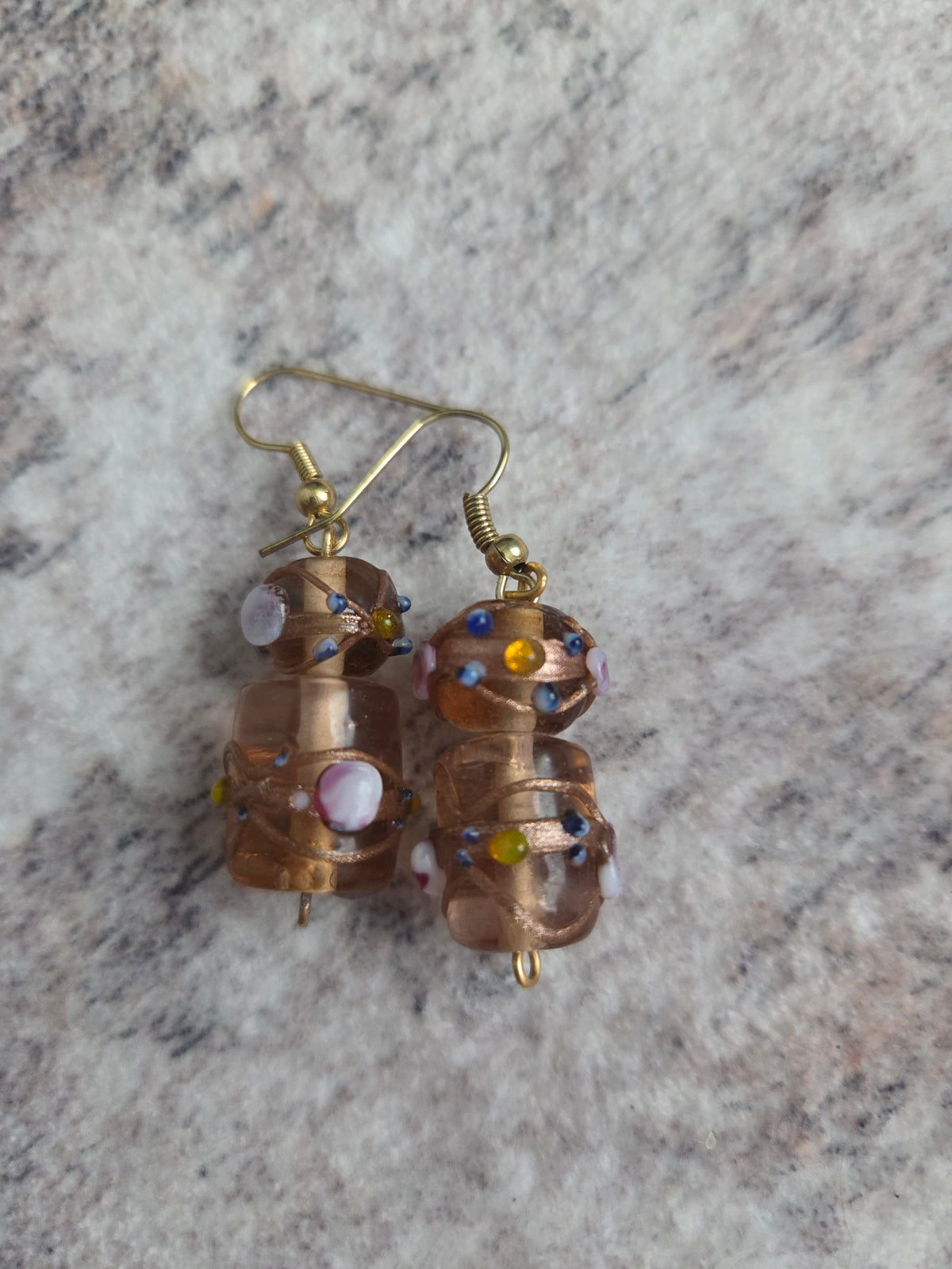 Funky designed glass bead earrings