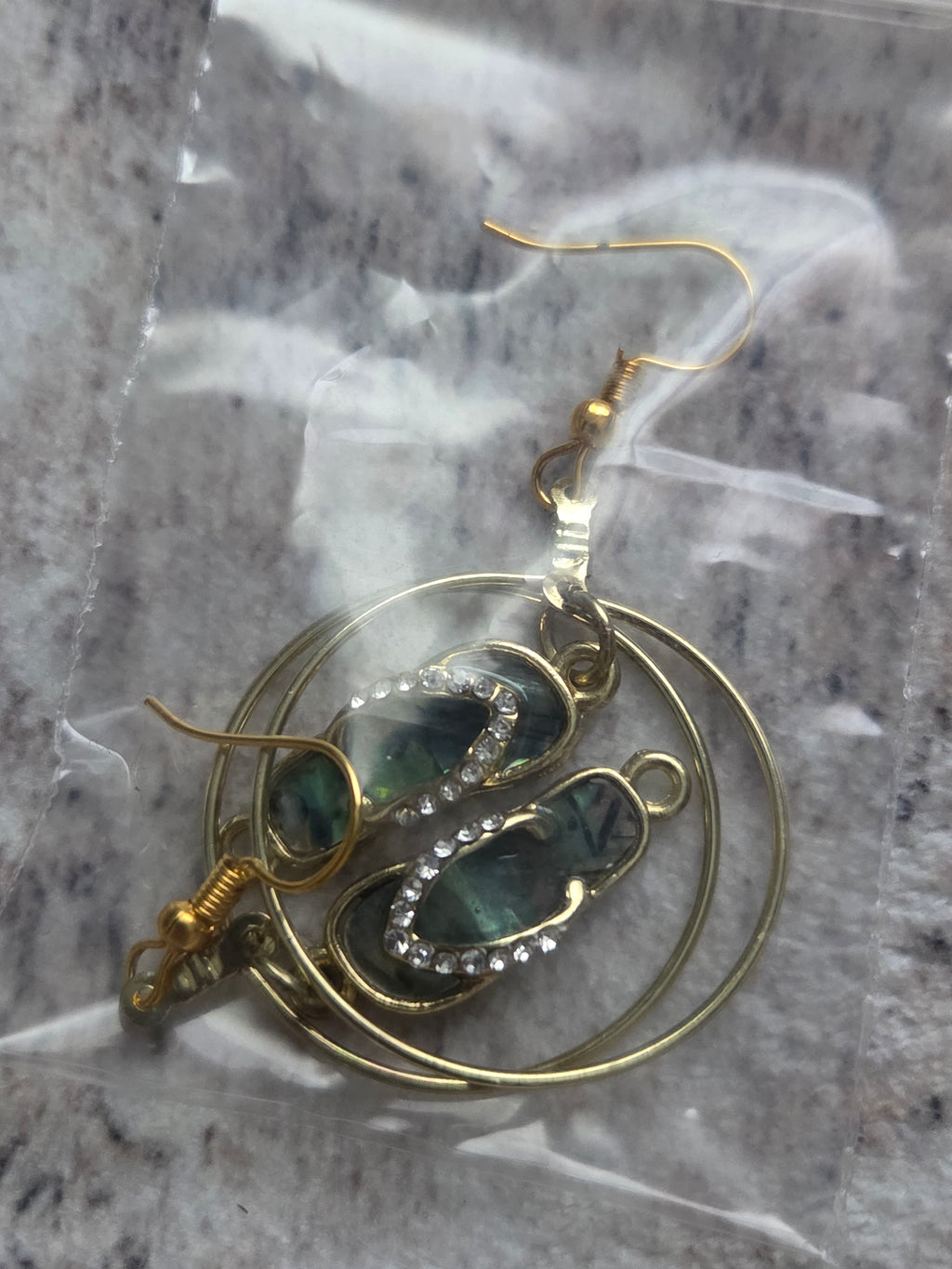 Golden flip flop earrings