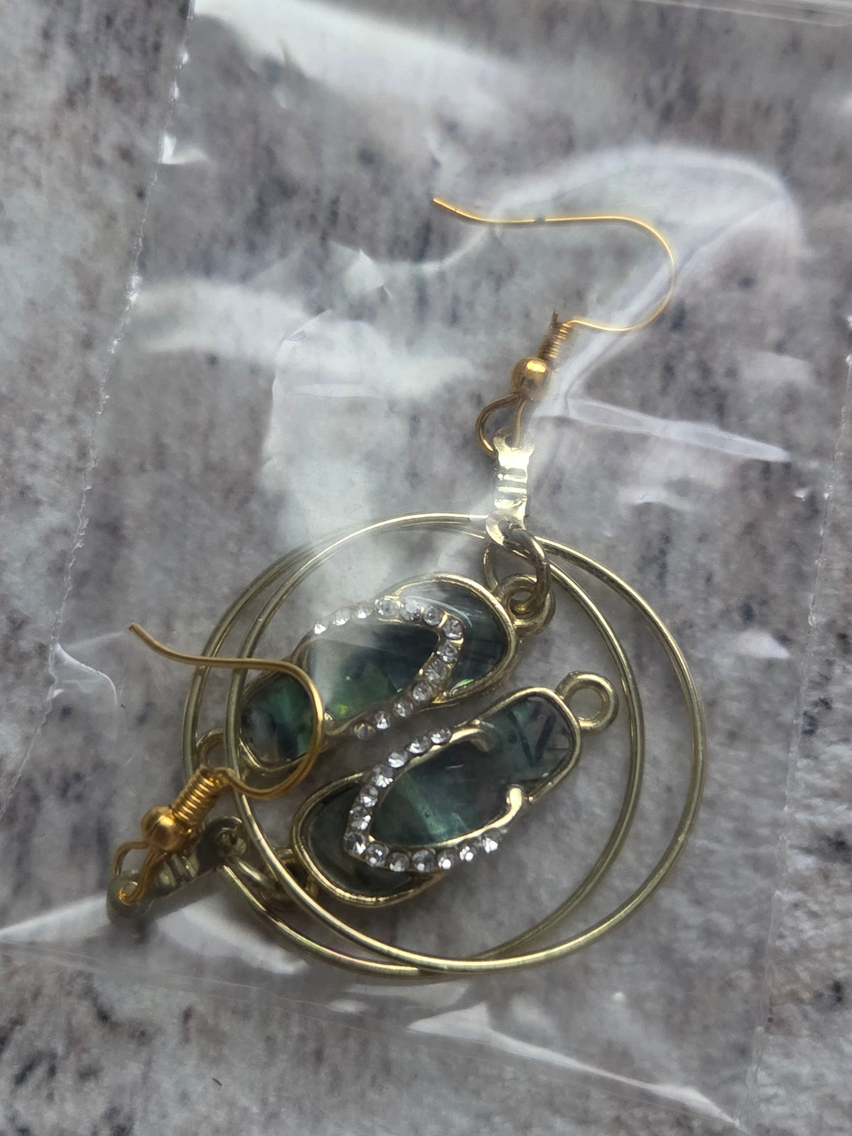 Golden flip flop earrings