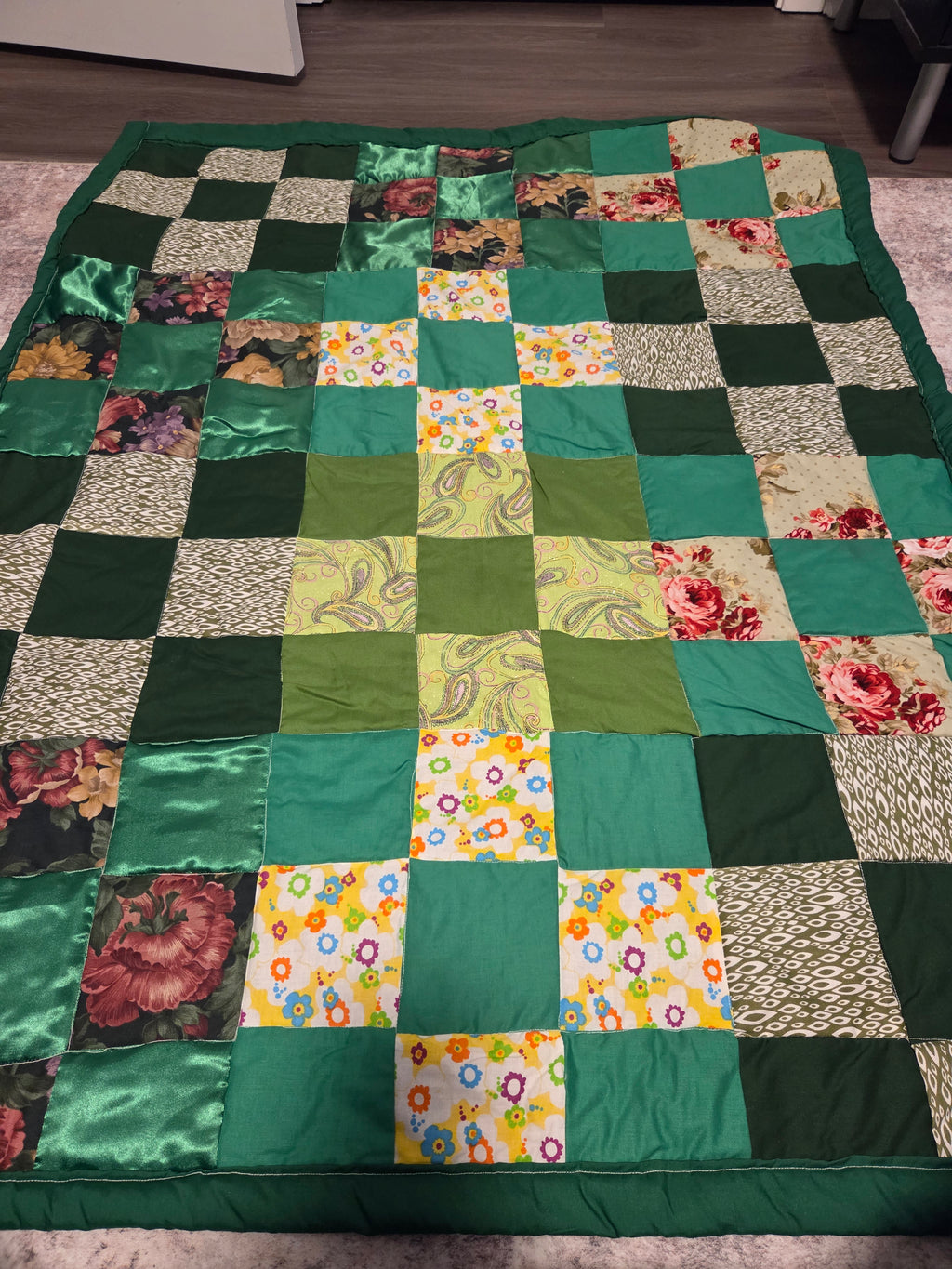 Green patchwork quilt
