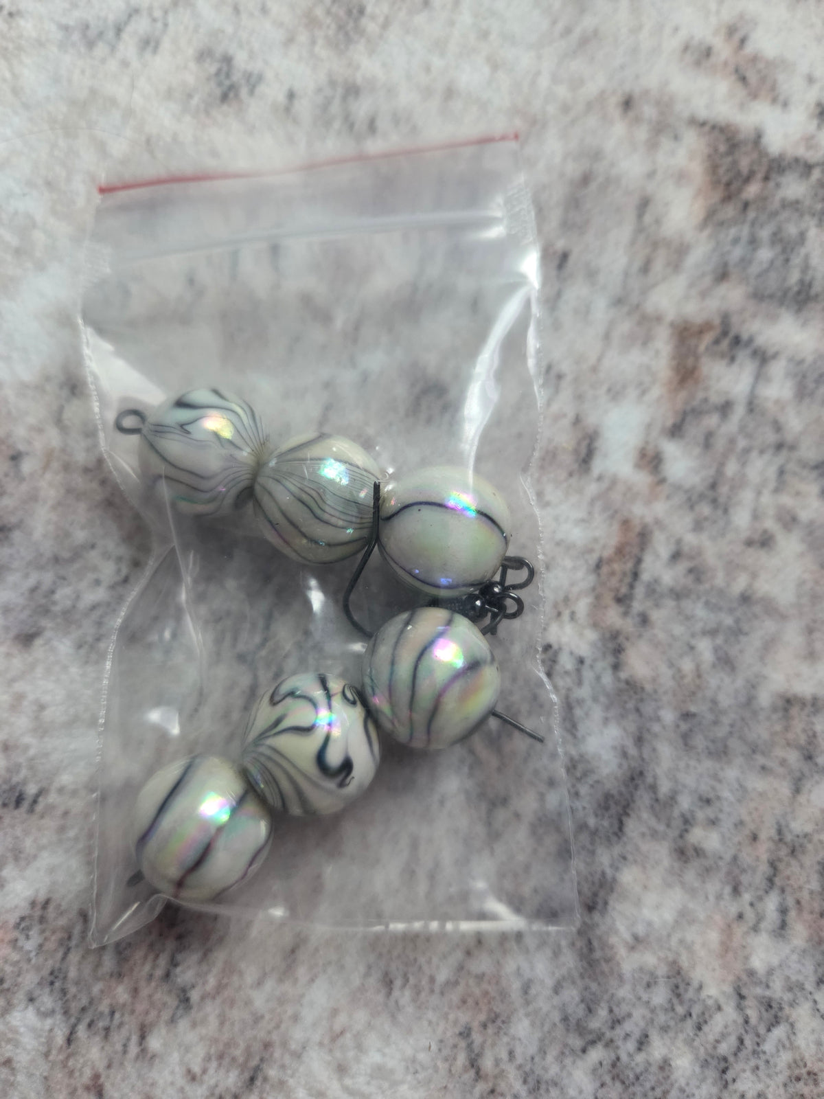 Striped glass bead earrings
