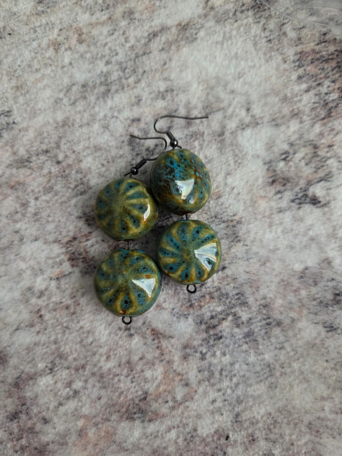 Funky designed glass bead earrings